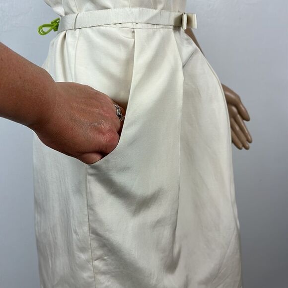 Glint One Ivory Shoulder Cotton Silk Blend Cocktail Dress Size 14 - Picture 3 of 12